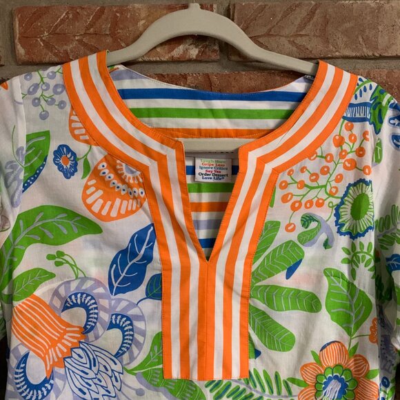 Gretchen Scott Floral Striped Women's Small V-Neck Relaxed Tunic Top Blouse EUC - Picture 5 of 12